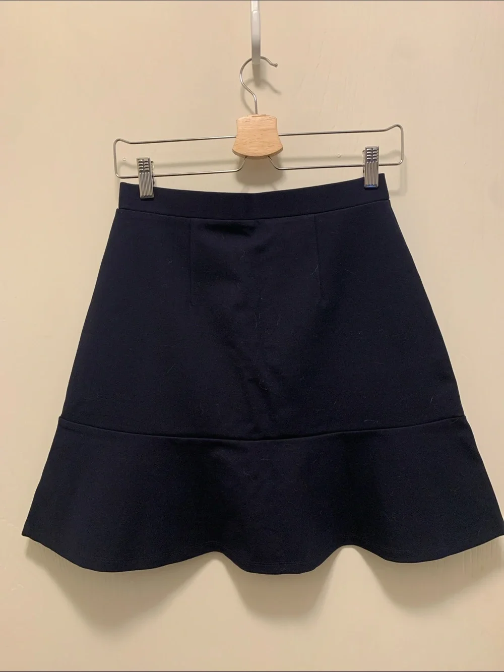 LOFT Navy A-Line Ruffled Hem Skirt